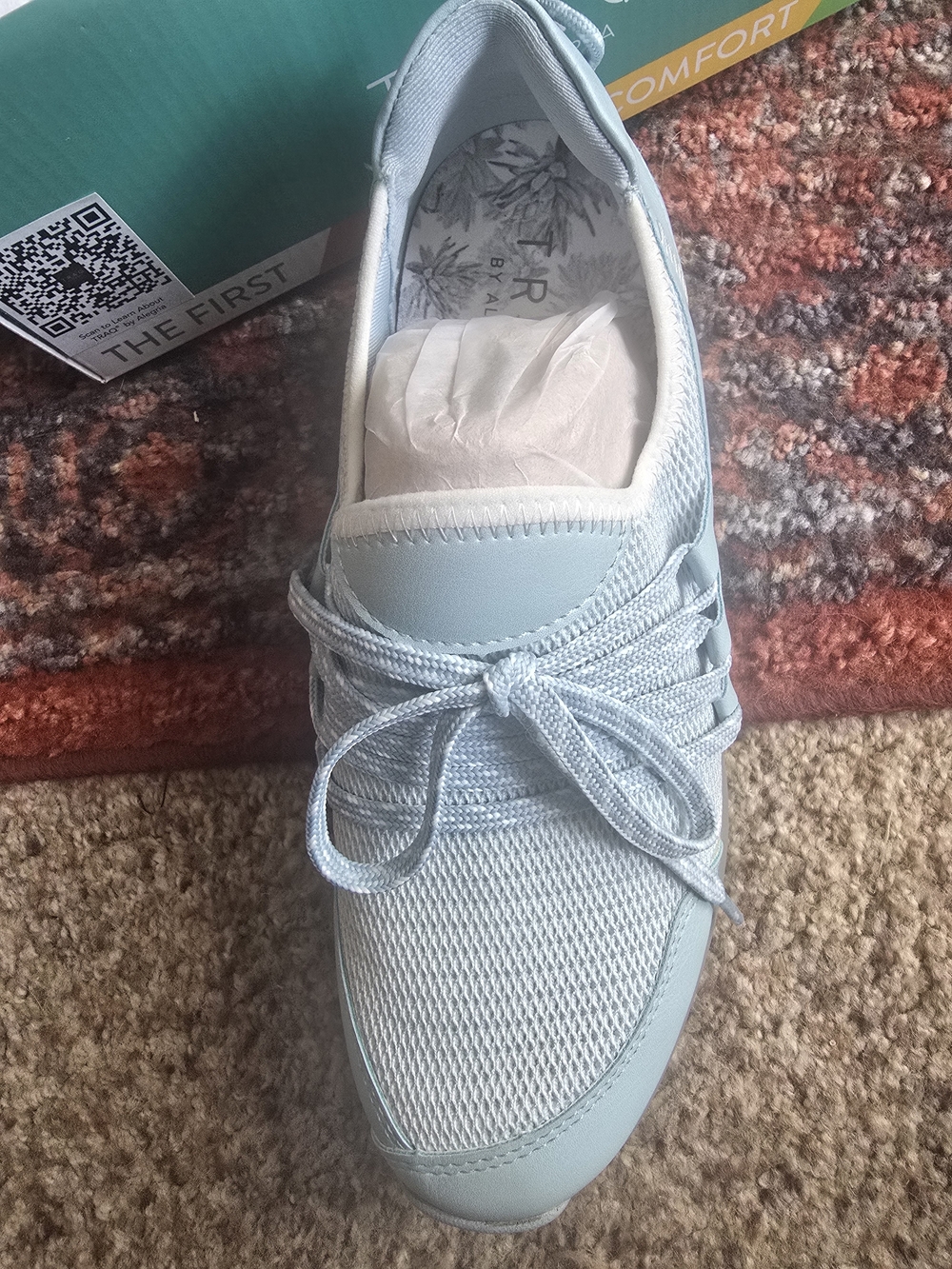 Traq by Alegria Light Blue Women's Athletic Slip-On Lace Sneaker